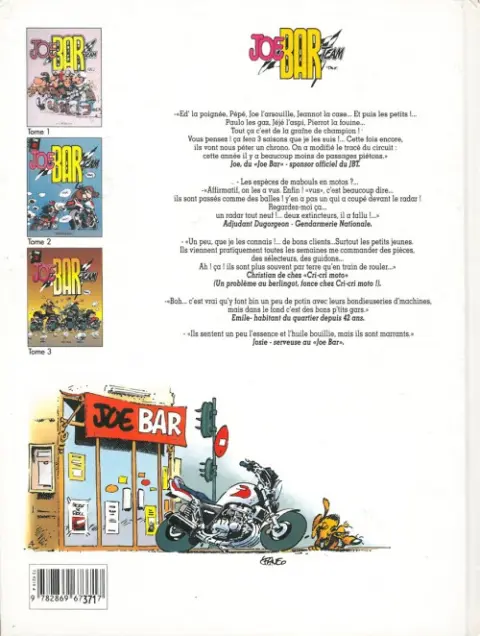 Verso de l'album Joe Bar Team Tome 3