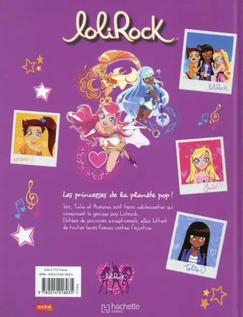Verso de l'album Lolirock Tome 1 L'audition