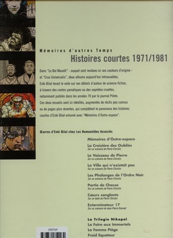 Verso de l'album Mémoires d'autres temps Histoires courtes 1971/1981