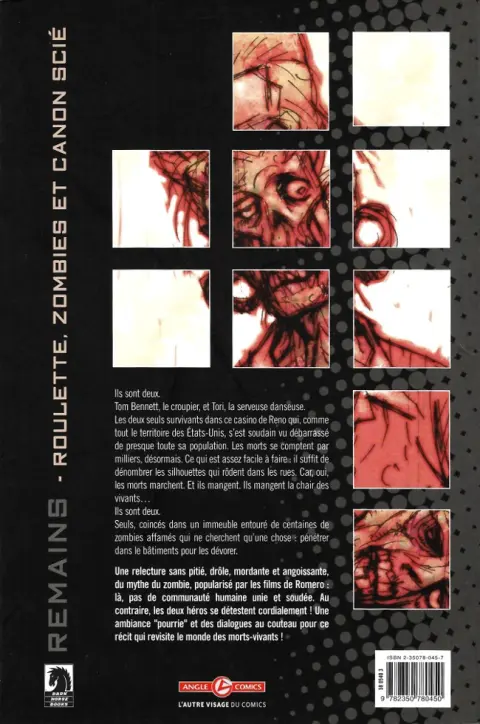 Verso de l'album Remains Roulette, Zombies et canons sciés