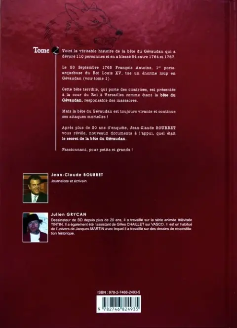 Verso de l'album Le secret de la bête du Gévaudan Tome 2
