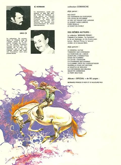 Verso de l'album Comanche Tome 6 Furie rebelle