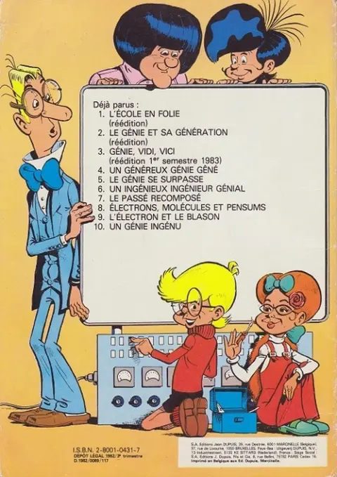 Verso de l'album M. Rectitude et Génial Olivier Tome 2 Le génie et sa génération