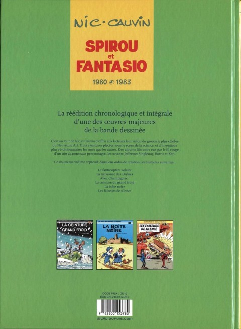 Verso de l'album Spirou et Fantasio - Intégrale Dupuis 2 Tome 12 1980-1983