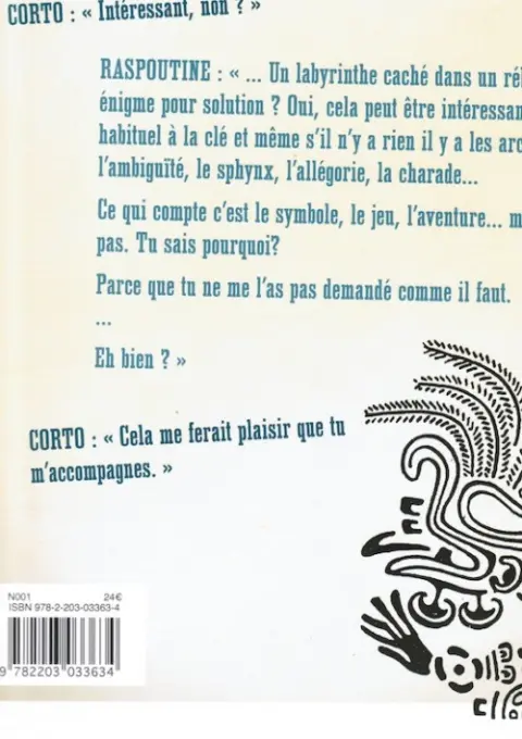 Verso de l'album Corto Maltese En Noir et Blanc Tome 12 Mù-La cité perdue