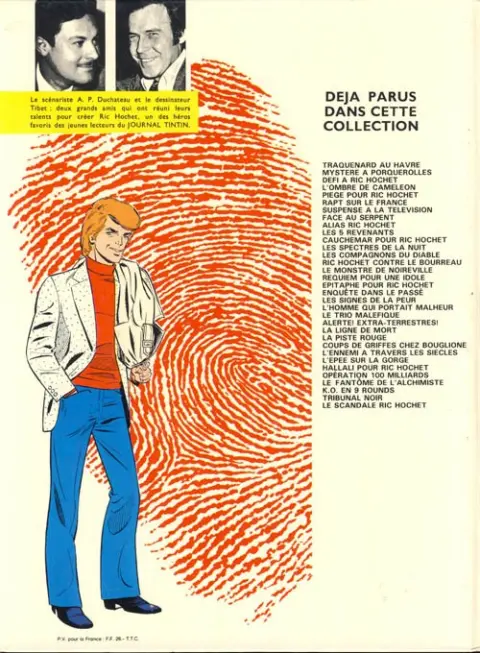 Verso de l'album Ric Hochet Tome 19 Les signes de la peur