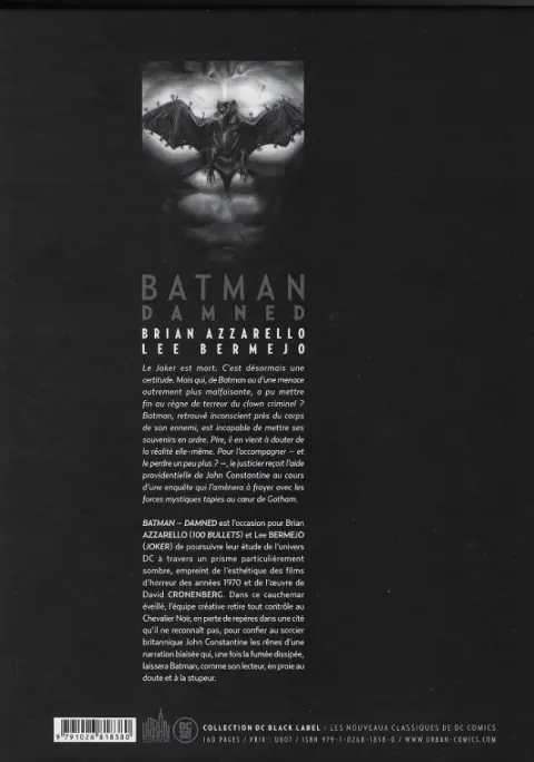 Verso de l'album Batman : Damned