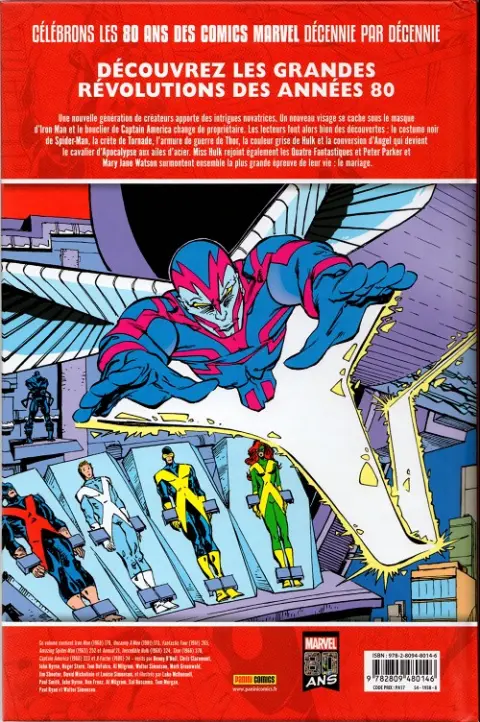 Verso de l'album Décennies - Marvel dans les années ... Années 80 - L'univers Marvel évolue