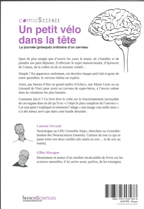 Verso de l'album Un petit vélo dans la tête La journée (presque) ordinaire d'un cerveau