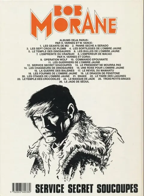 Verso de l'album Bob Morane Tome 31 Service secret soucoupes