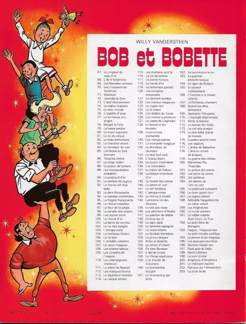 Verso de l'album Bob et Bobette Tome 119 Le testament parlant