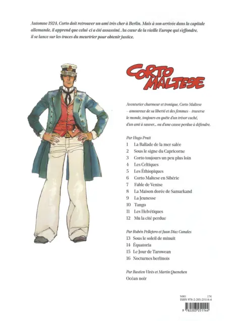 Verso de l'album Corto Maltese Tome 16 Nocturnes berlinois
