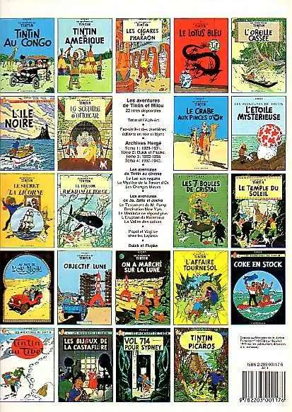 Verso de l'album Tintin Tome 18 L'affaire Tournesol