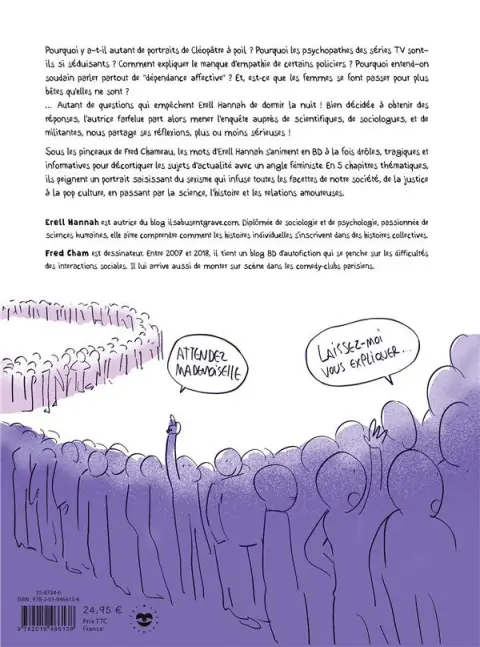 Verso de l'album Ils abusent grave Du féminisme et des sciences humaines en BD