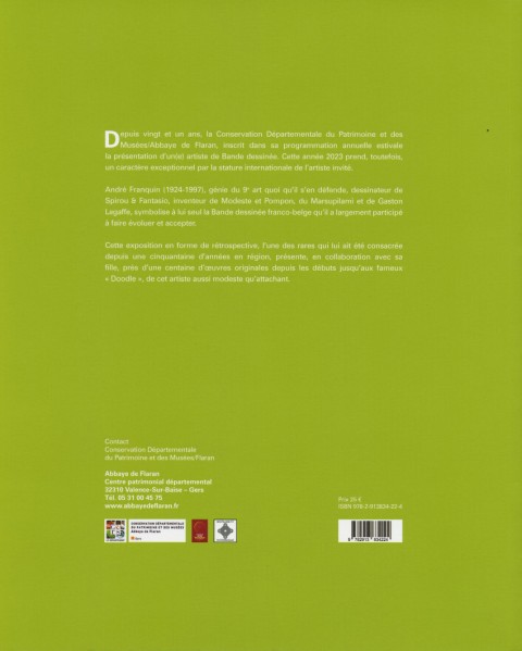 Verso de l'album L'Univers d'André Franquin (1924-1997) expo Franquin