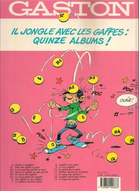 Verso de l'album Gaston Tome 6 Des gaffes et des dégâts