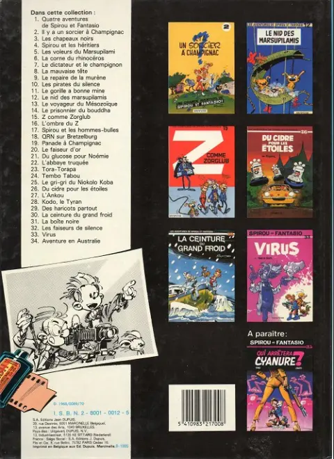 Verso de l'album Spirou et Fantasio Tome 10 Les pirates du silence