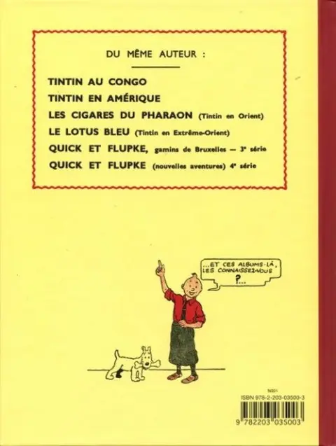 Verso de l'album Tintin Tome 6 L'oreille cassée