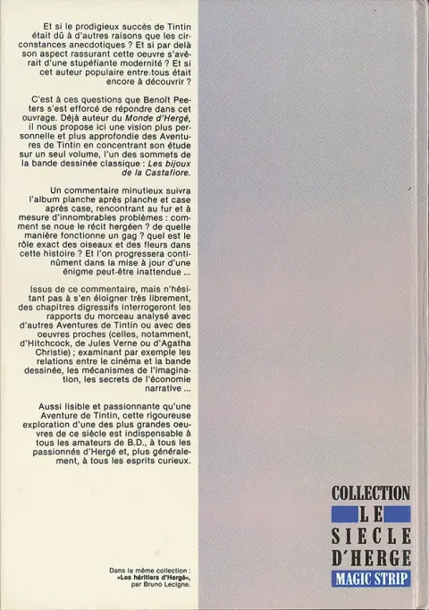 Verso de l'album Les bijoux ravis Une lecture moderne de Tintin