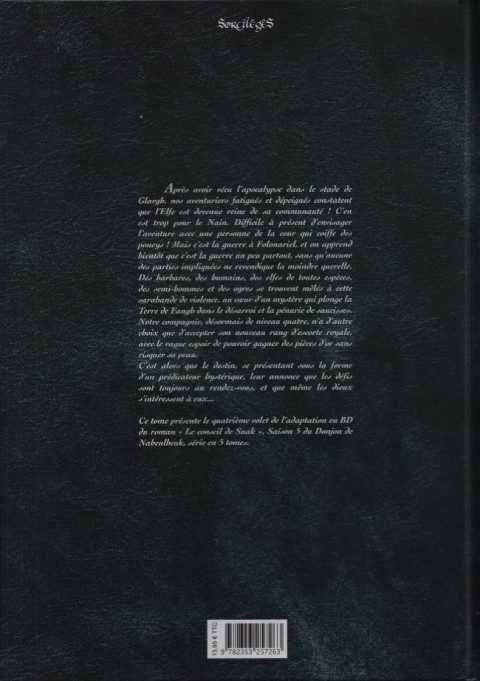 Verso de l'album Le Donjon de Naheulbeuk Tome 17 Cinquième saison, partie 4