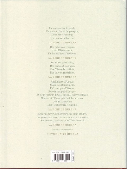 Verso de l'album Murena Dictionnaire Muréna