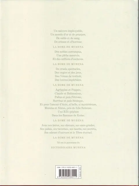 Verso de l'album Murena Dictionnaire Muréna