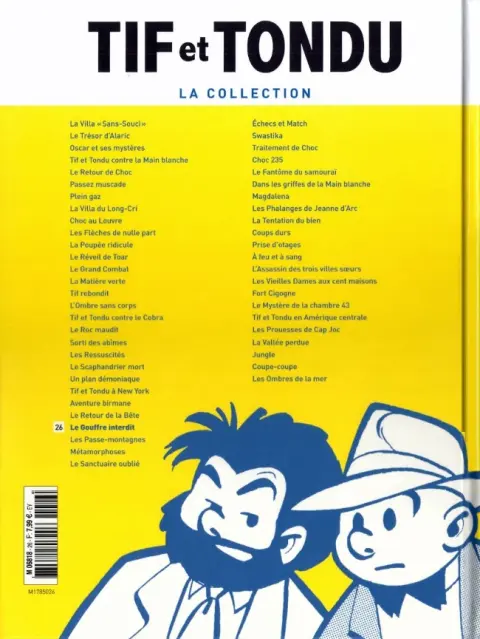 Verso de l'album Tif et Tondu La collection Tome 26 Le gouffre interdit