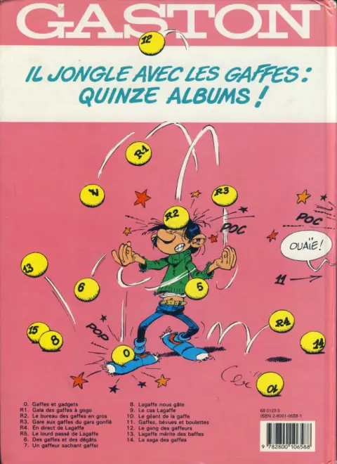 Verso de l'album Gaston Tome 13 Lagaffe mérite des baffes