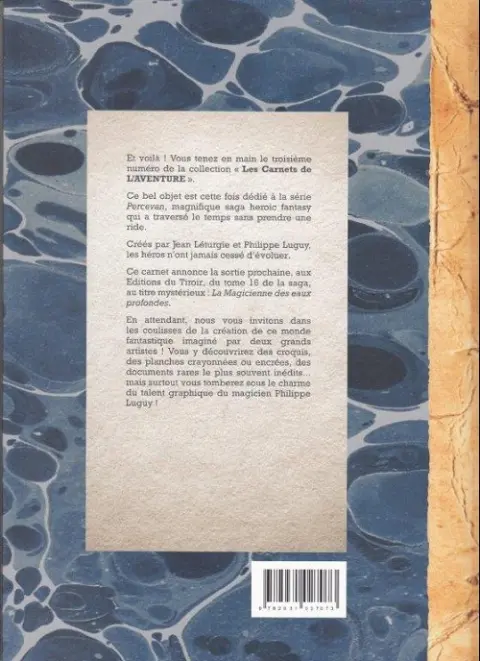 Verso de l'album Percevan L'Atelier du magicien