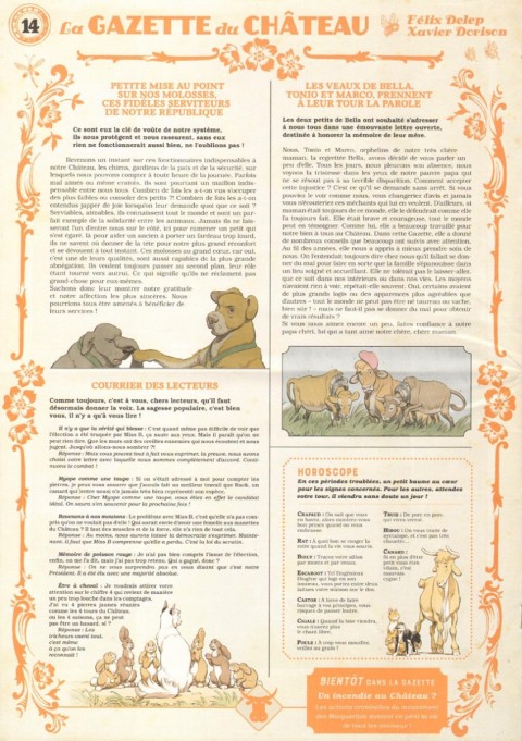 Verso de l'album La Gazette du Château N° 14
