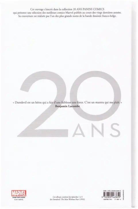Verso de l'album Daredevil