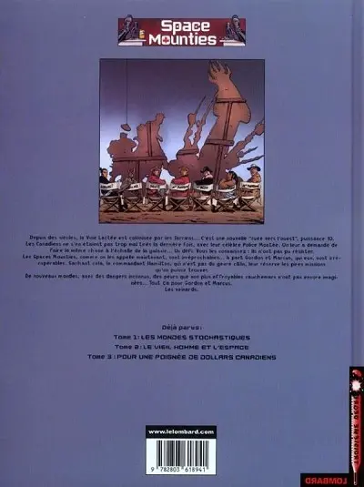 Verso de l'album Space Mounties Tome 3 Pour une poignée de dollars canadiens