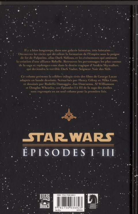 Verso de l'album Star Wars Épisodes I - III
