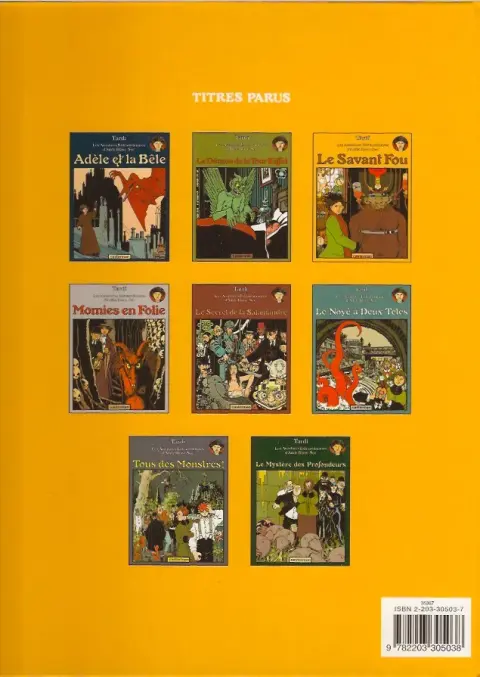 Verso de l'album Les Aventures Extraordinaires d'Adèle Blanc-Sec Tome 3 Le Savant Fou