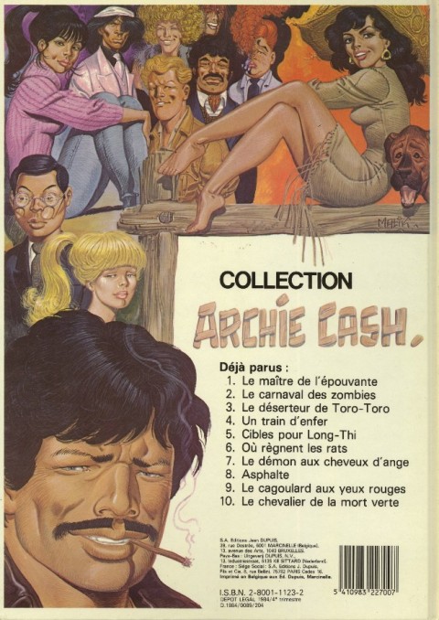 Verso de l'album Archie Cash Tome 6 Où règnent les rats