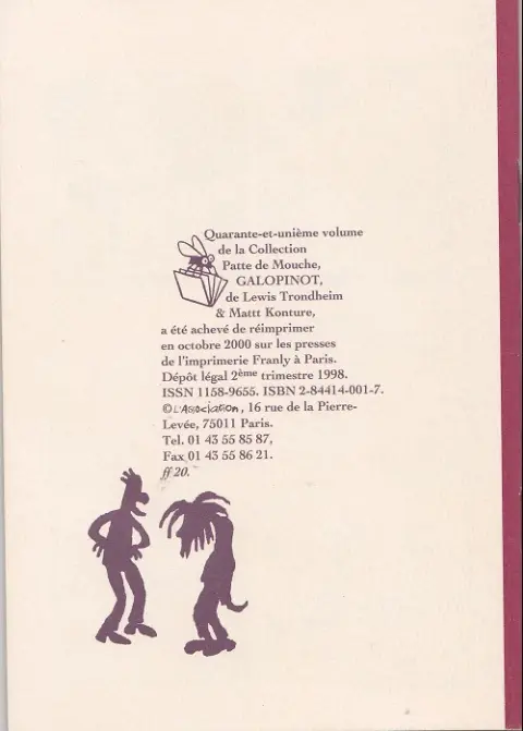 Verso de l'album Galopinot