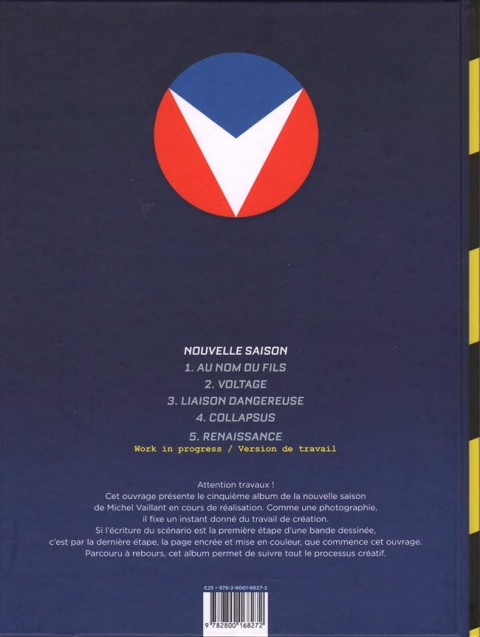Verso de l'album Michel Vaillant Tome 5 Renaissance