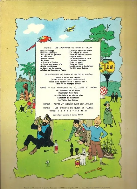 Verso de l'album Tintin Tome 4 Les cigares du pharaon
