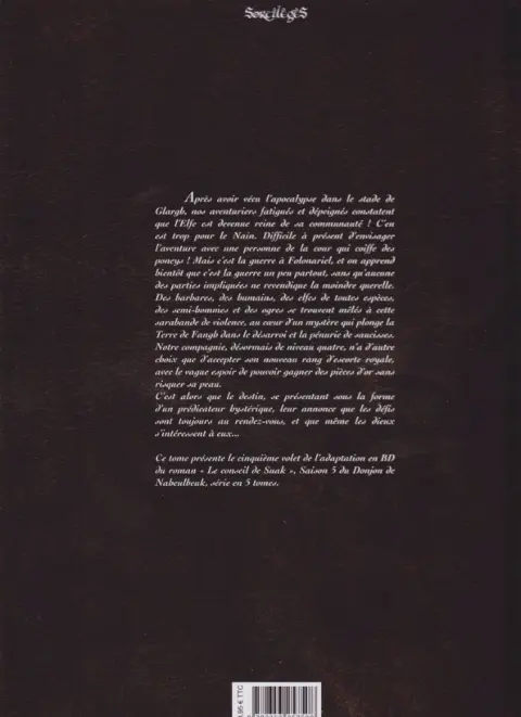 Verso de l'album Le Donjon de Naheulbeuk Tome 18 Cinquième saison, partie 5