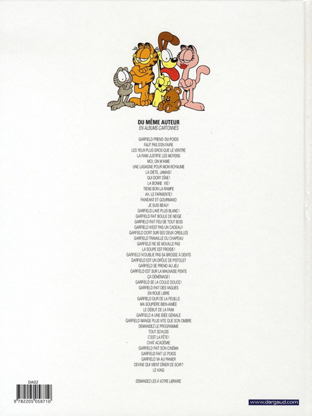 Verso de l'album Garfield Tome 43 Le King