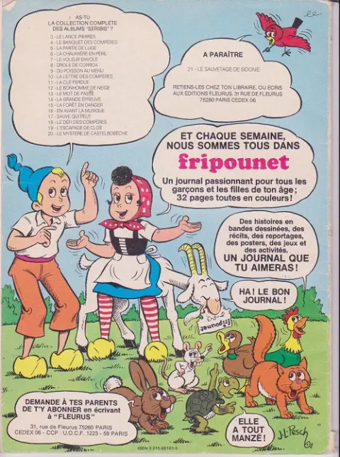 Verso de l'album Sylvain et Sylvette Tome 20 Le mystère de Castelbobèche