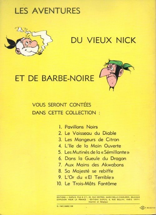 Verso de l'album Le Vieux Nick et Barbe-Noire Tome 11 Les boucaniers