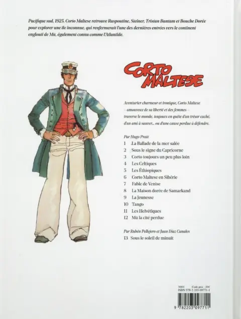 Verso de l'album Corto Maltese Tome 12 Mû la cité perdue