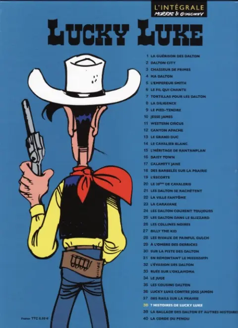 Verso de l'album Lucky Luke Tome 38 7 histoires de Lucky Luke