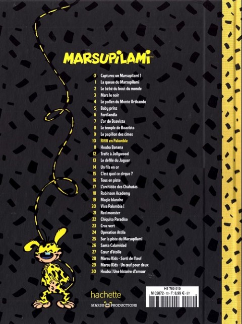 Verso de l'album Marsupilami Tome 10 Rififi en palombie