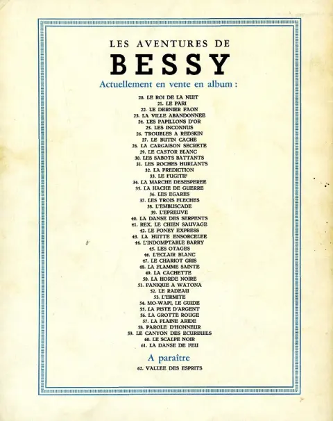 Verso de l'album Bessy Tome 61 La danse de feu