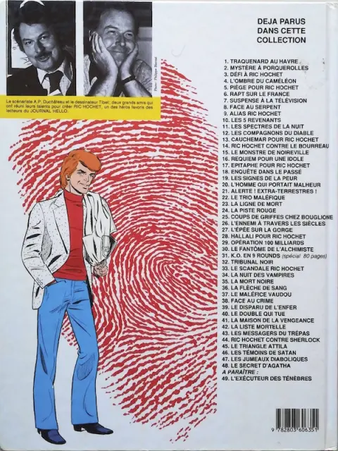 Verso de l'album Ric Hochet Tome 44 Ric Hochet contre Sherlock
