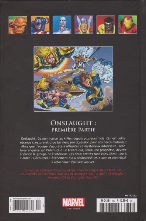 Verso de l'album Marvel Comics - La collection de référence Tome 192 Onslaught : Première Partie