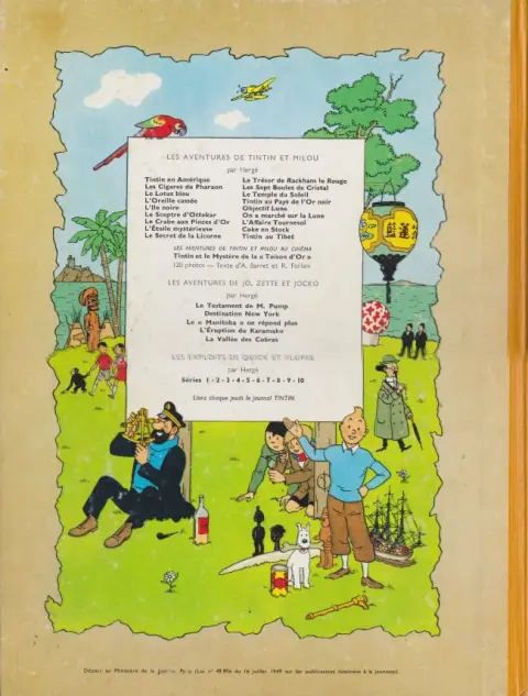 Verso de l'album Tintin Tome 12 Le Trésor de Rackham le Rouge