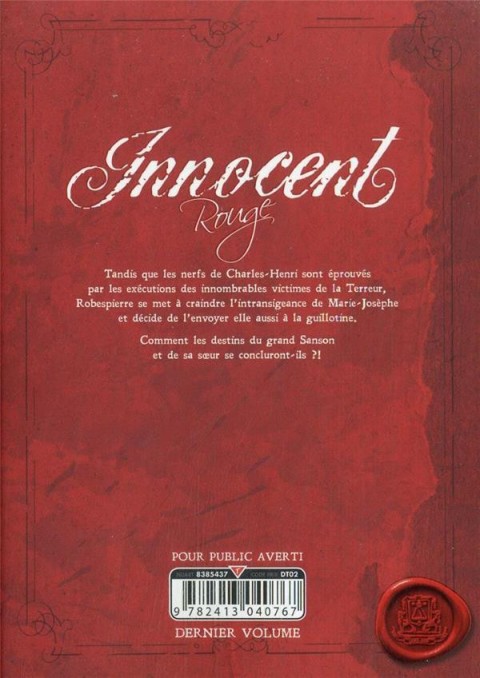 Verso de l'album Innocent Rouge 12